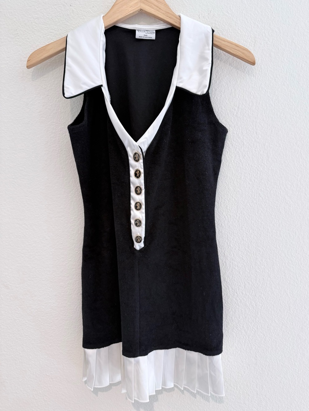 BEACH BUNNY SWIMWEAR Terry Cloth Swimsuit Coverup Satin Skirted Sailor Pinup